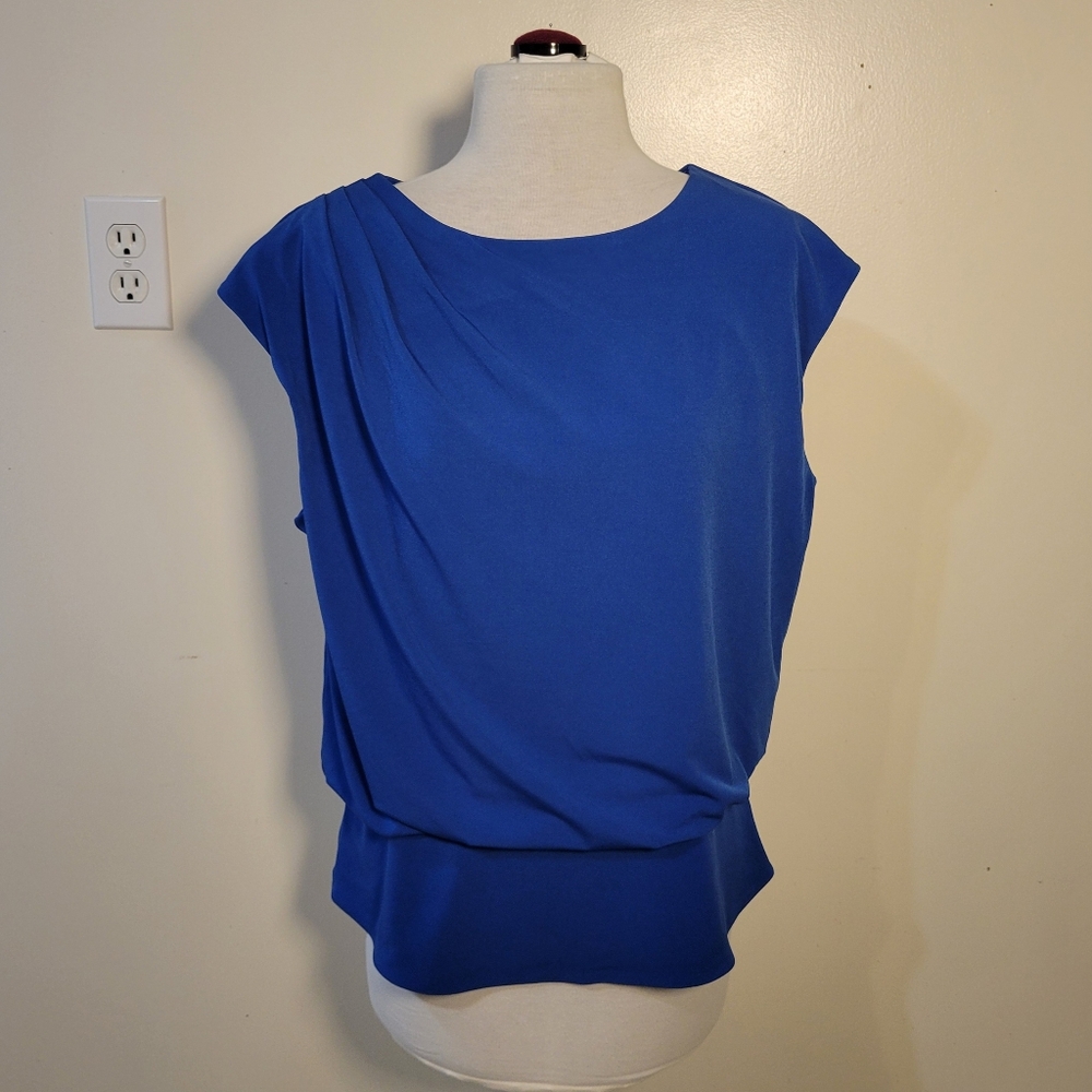 Design Collective (Women's L) Elegant Blue Sleeveless Pullover Peplum Top